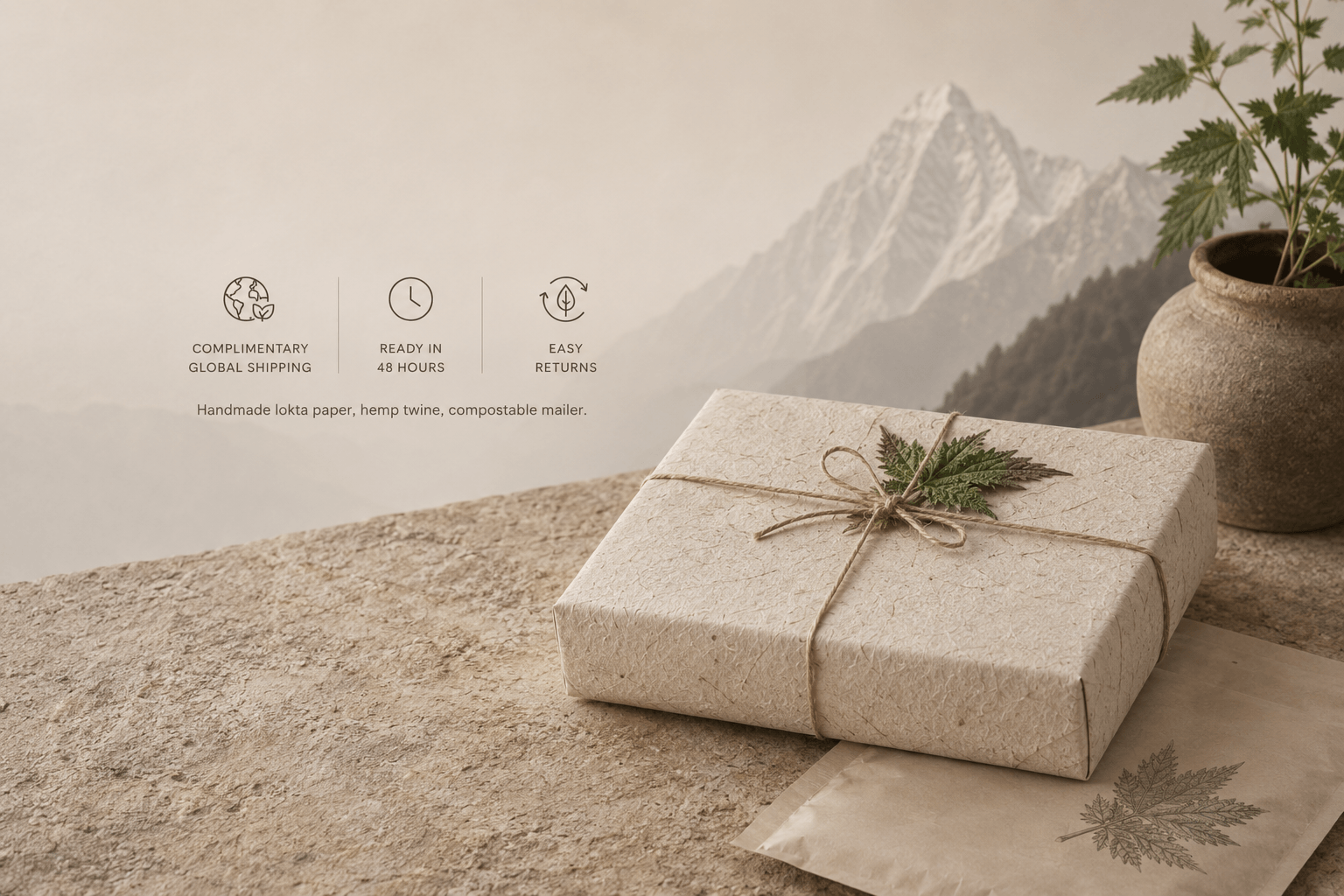 Eco-friendly parcel wrapped in string